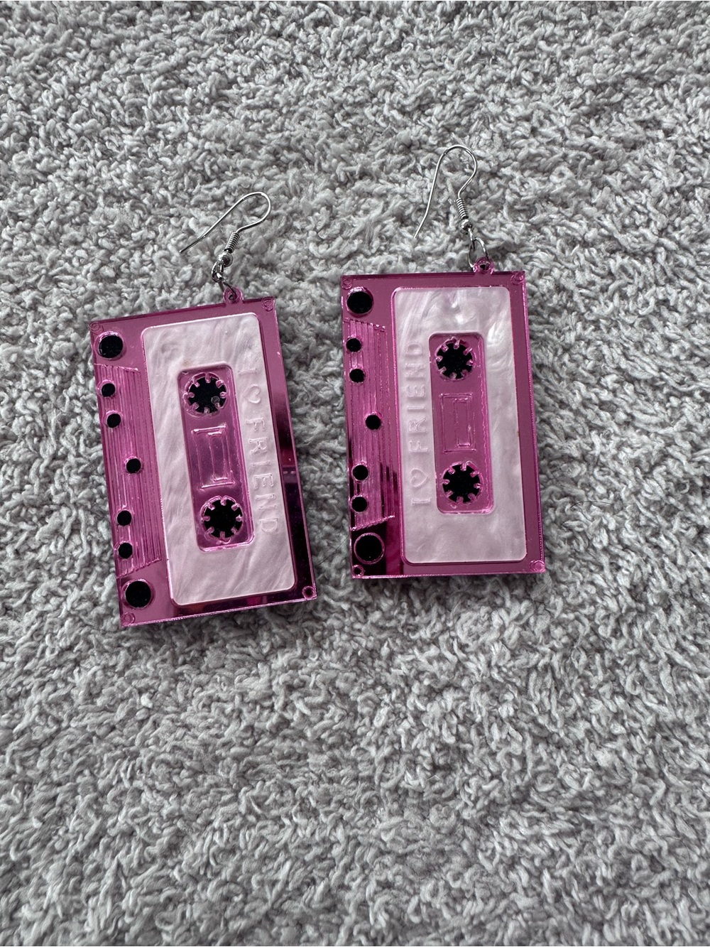 Pink Cassette Tape Dangle Earrings